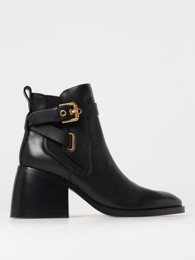 See By Chloé Averi Ankle Boots In Leather With Buckle In Black 1