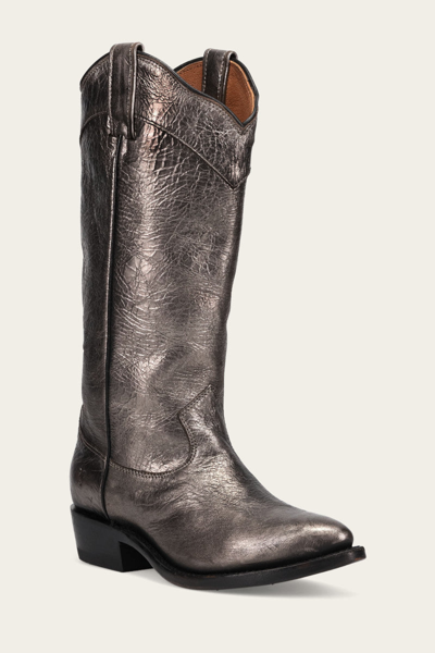 The Frye Company Frye Billy Daisy Pull On Western Boots In Dark Pewter