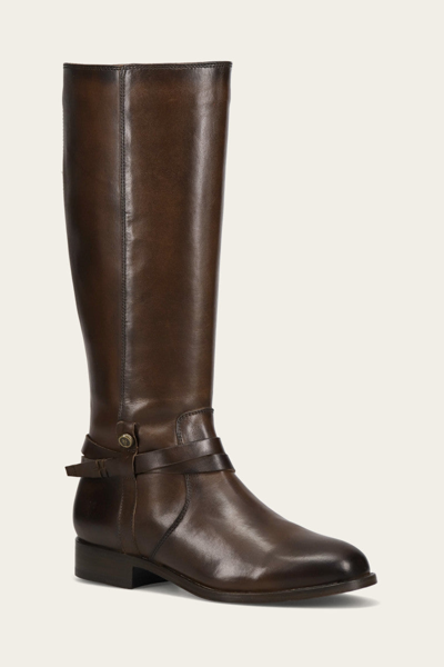 The Frye Company Frye Melissa Belted Tall Wide Calf Boots In Chocolate