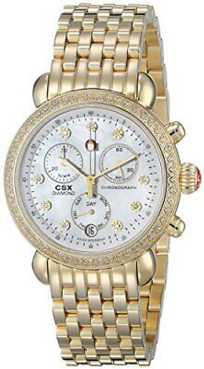 Pre-owned Michele Women's Mww03m000141 Csx-36 Analog Display Swiss Quartz Gold Watch