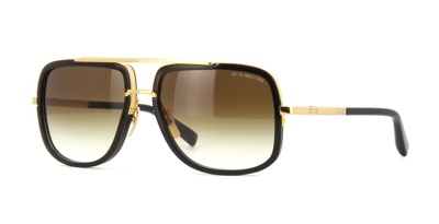 Pre-owned Dita Mach-one Black Shiny 18k Gold/brown Shaded (b-blk-gld) Sunglasses
