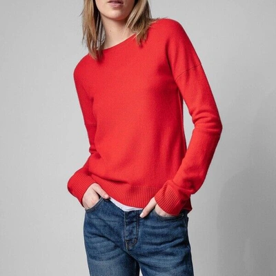 Pre-owned Zadig & Voltaire $368  Cici Star-patch Cashmere Sweater Red Size S