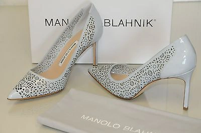 Pre-owned Manolo Blahnik Bb 90 Bbmi Laser Gray Patent Shoes 37 37.5 39.5 40 40.5 41