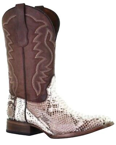Pre-owned Circle G Circle Men's Exotic Python Skin Western Boot - Square Toe Brown 10.5 D