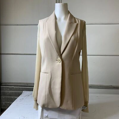 Pre-owned Elie Tahari Chiffon Sleeve Blazer Women's Size 6 Island Sand