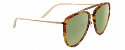 Pre-owned Gucci Gg0672s Unisex Aviator Sunglasses In Tortoise Havana Gold/light Green 58mm