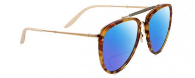 Pre-owned Gucci Gg0672s Aviator Polarize Bifocal Sunglasses Tortoise Havana 58mm 41 Option In Blue Mirror