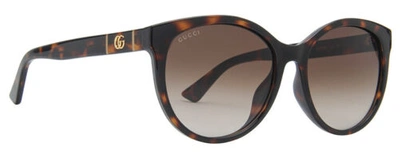 Pre-owned Gucci Gg0636sk Womens Round Sunglasses Tortoise Havana Gold/brown Gradient 56 Mm In Multicolor