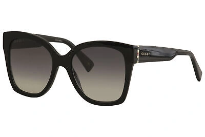 Pre-owned Gucci Women's Web Gg0459s Gg/0459/s 001 Black/gold Butterfly Sunglasses 54mm In Gray