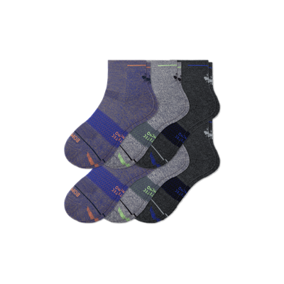 Bombas Merino Wool Blend Performance Quarter Sock 6-pack In Galaxy Blue Mix