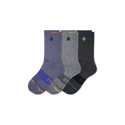 Bombas Merino Wool Blend Performance Calf Sock 3-pack In Galaxy Blue Mix