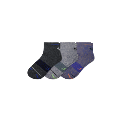 Bombas Merino Wool Blend Performance Quarter Sock 3-pack In Galaxy Blue Mix