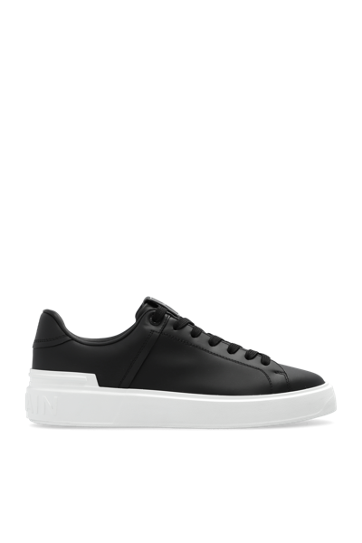 Balmain Black Leather B-court Sneakers In New