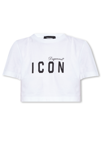 Dsquared2 Icon-print Cropped Cotton T-shirt In White