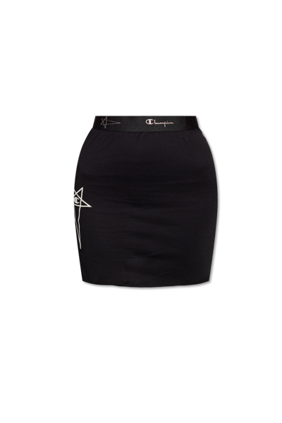 Rick Owens Elasticated Logo-waistband Skirt In Black