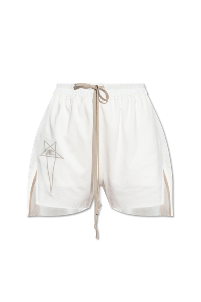 Rick Owens Champion X Dolphin Cotton Shorts In White