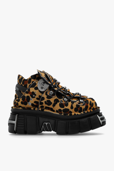 Vetements X New Rock Leopard Printed Platform Sneakers In Multicolour