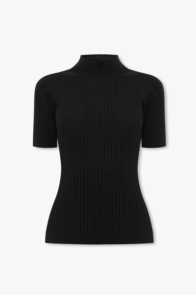 Versace Ribbed-knit Short-sleeve Top In New