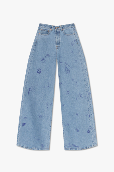 Vetements Printed Low-rise Wide-leg Jeans In New