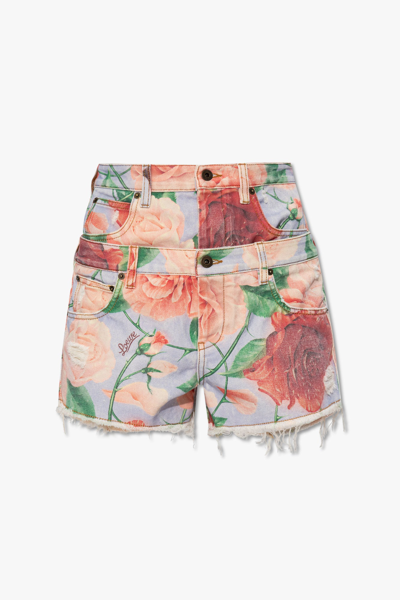 Loewe + Paula's Ibiza Roses Layered Frayed Floral-print Denim Shorts In New