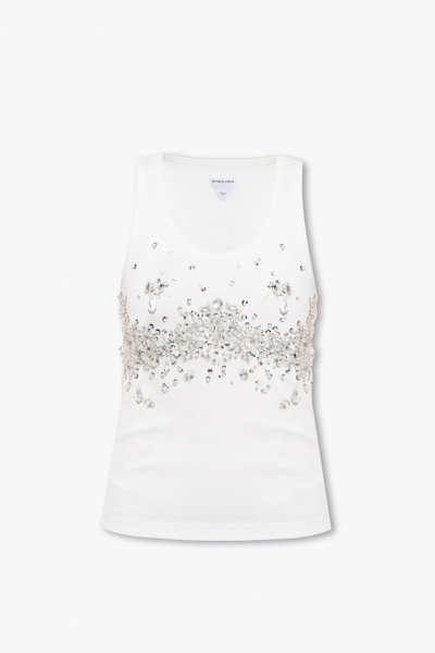 Bottega Veneta Crystal-embellished Jersey Tank Top In White