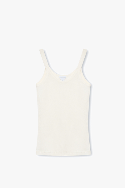 Bottega Veneta Slim Fit Light Cotton Tank Top In White