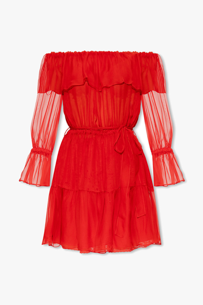 Gucci Chiffon Mini Dress In Red