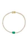 Anita Ko 18k Yellow Gold Diamond Hepburn Bracelet With Emerald Cut Emerald Center In Gold