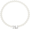 Marc Jacobs Mj Logo Lettering Pearl Necklace In 029 Light Silver