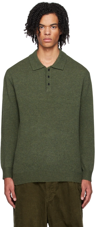Beams Green Zip Sweater In Olive67