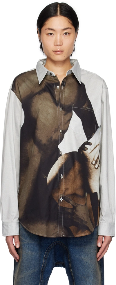 Y/project Collage-print Cotton Shirt In White