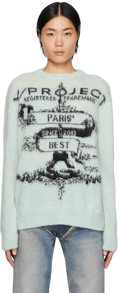 Y/project Paris Graphic-pattern Knitted-jumper In Light Blue