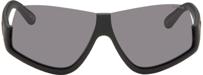 Moncler Black Vyzer Sunglasses In 01a Shiny Black/smok