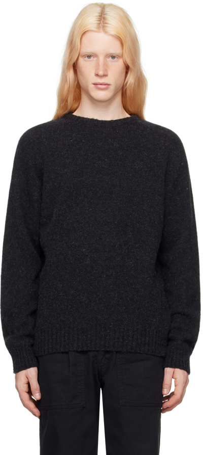 Noah Shetland Crewneck Sweater Charcoal In Grey