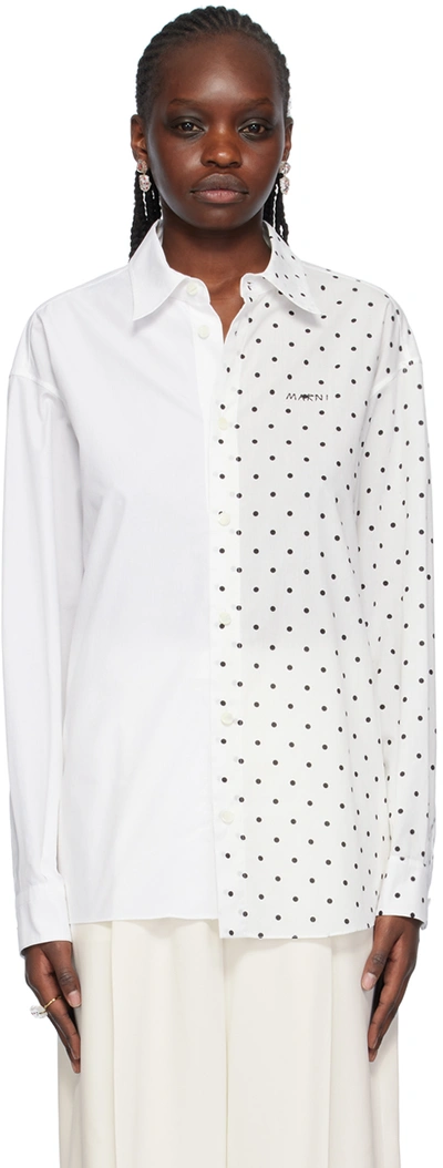 Marni Logo-embroidered Cotton Shirt In White