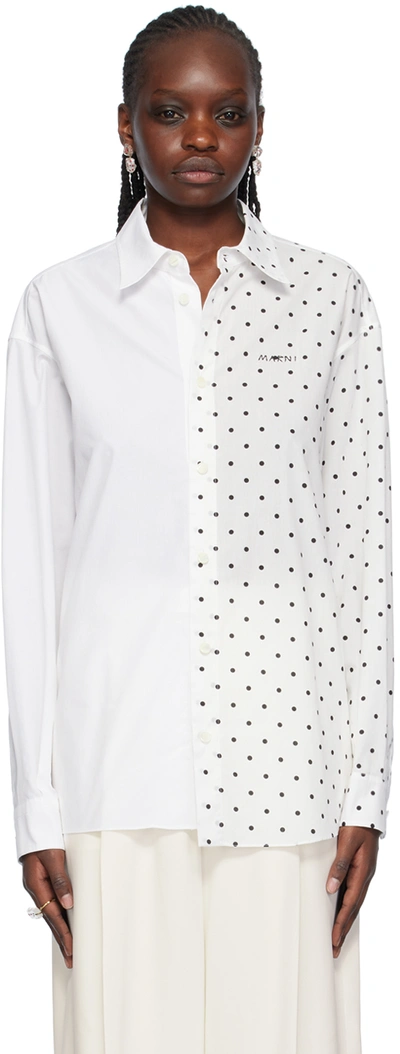 Marni Logo-embroidered Cotton Shirt In Jqw01 Lily White