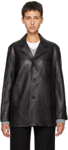 Dunst Black Half Leather Jacket In Black