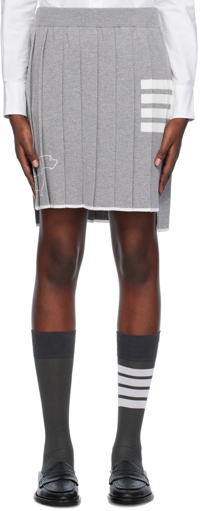 Thom Browne Gray Hector 4-bar Miniskirt In 055 Lt Grey