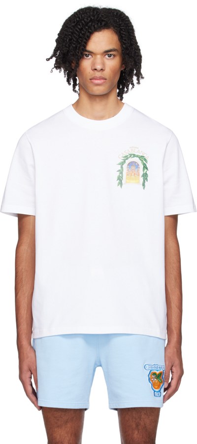Casablanca T-shirt In White Cotton In  Avenida