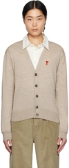 AMI ALEXANDRE MATTIUSSI BEIGE AMI DE CŒUR CARDIGAN