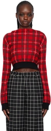 Marni Plaid High-neck Crop Sweater In Chr67 Red