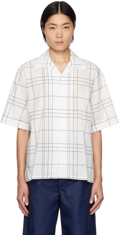 Marni White Check Shirt In Tcw03 Stone White