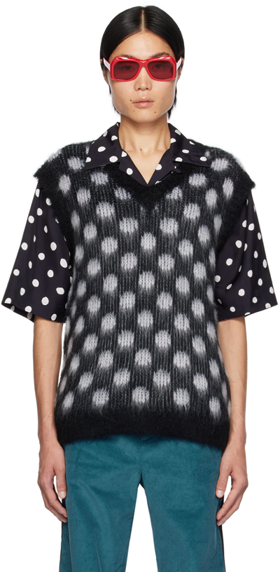 Marni Polka Dot-pattern Knitted Vest In Black