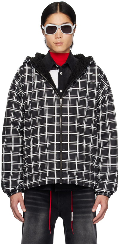 Marni Check-print Padded Jacket In Black