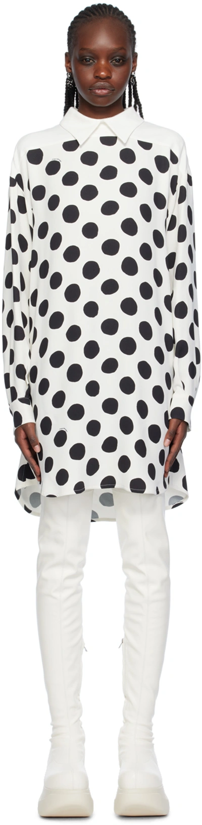 Marni Polka-dot Double Collared Mini Shirtdress In Black