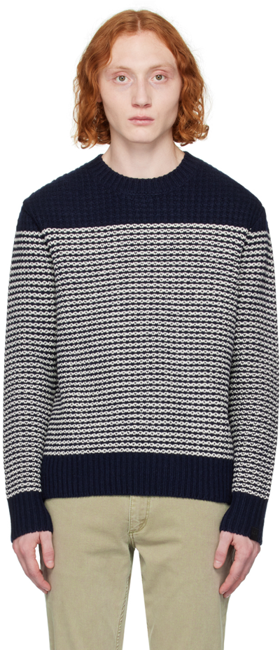Rag & Bone Men's Ernie Stripe Wool Crewneck Sweater In Blue