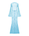 SANTA BRANDS CRYSTAL LIGHT BLUE MAXI FLARED DRESS WITH OPEN BACK