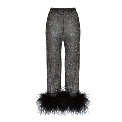 Santa Brands Ostrich-feather Cropped Trousers In Black