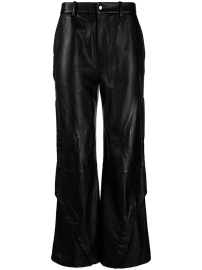 Heliot Emil Black Inverse Leather Trousers