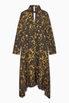 Cos Asymmetric Tortoiseshell-print Dress In Yellow